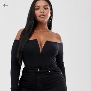 ASOS Curve Bardot Plunge Bodysuit